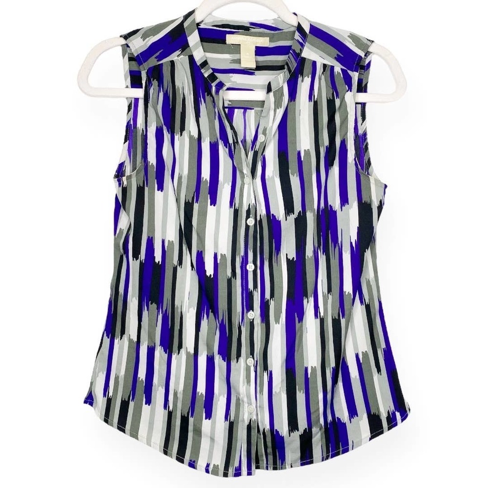 Banana Republic Geometric Button Down Sleeveless Tank Blouse Small